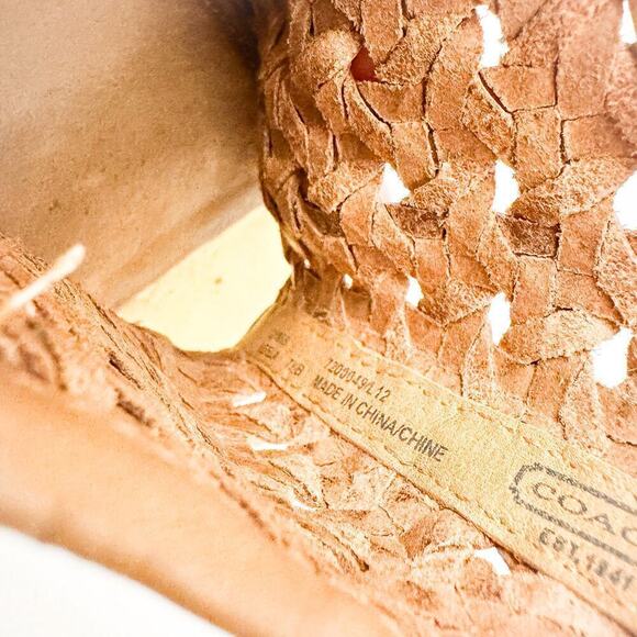 Coach Leela Brown Woven Basketweave Metallic Heeled Open Toe Sandal 7.5 - Picture 6 of 7